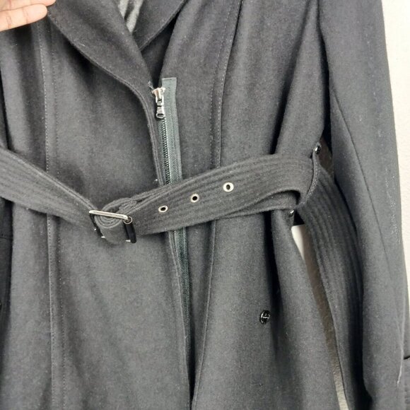 KENNETH COLE black coat women's size 16 wool zipper mid length - Picture 3 of 7